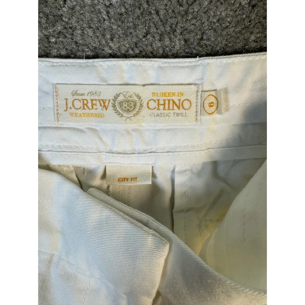 J.Crew Broken-In Chino City Fit White Cotton Twill Shorts Womens 8 Low Rise
